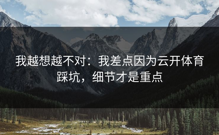 我越想越不对：我差点因为云开体育踩坑，细节才是重点