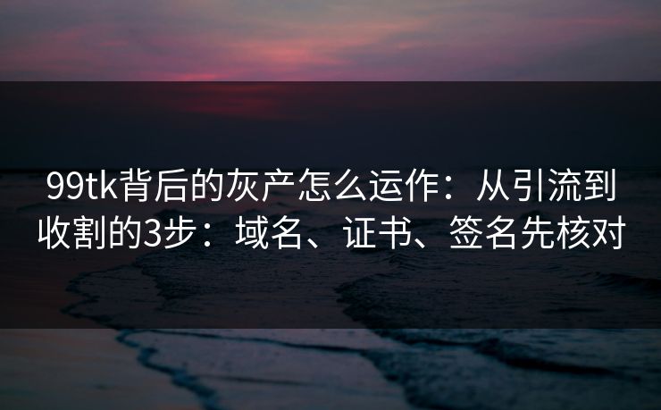 99tk背后的灰产怎么运作：从引流到收割的3步：域名、证书、签名先核对