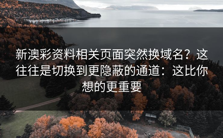 新澳彩资料相关页面突然换域名？这往往是切换到更隐蔽的通道：这比你想的更重要